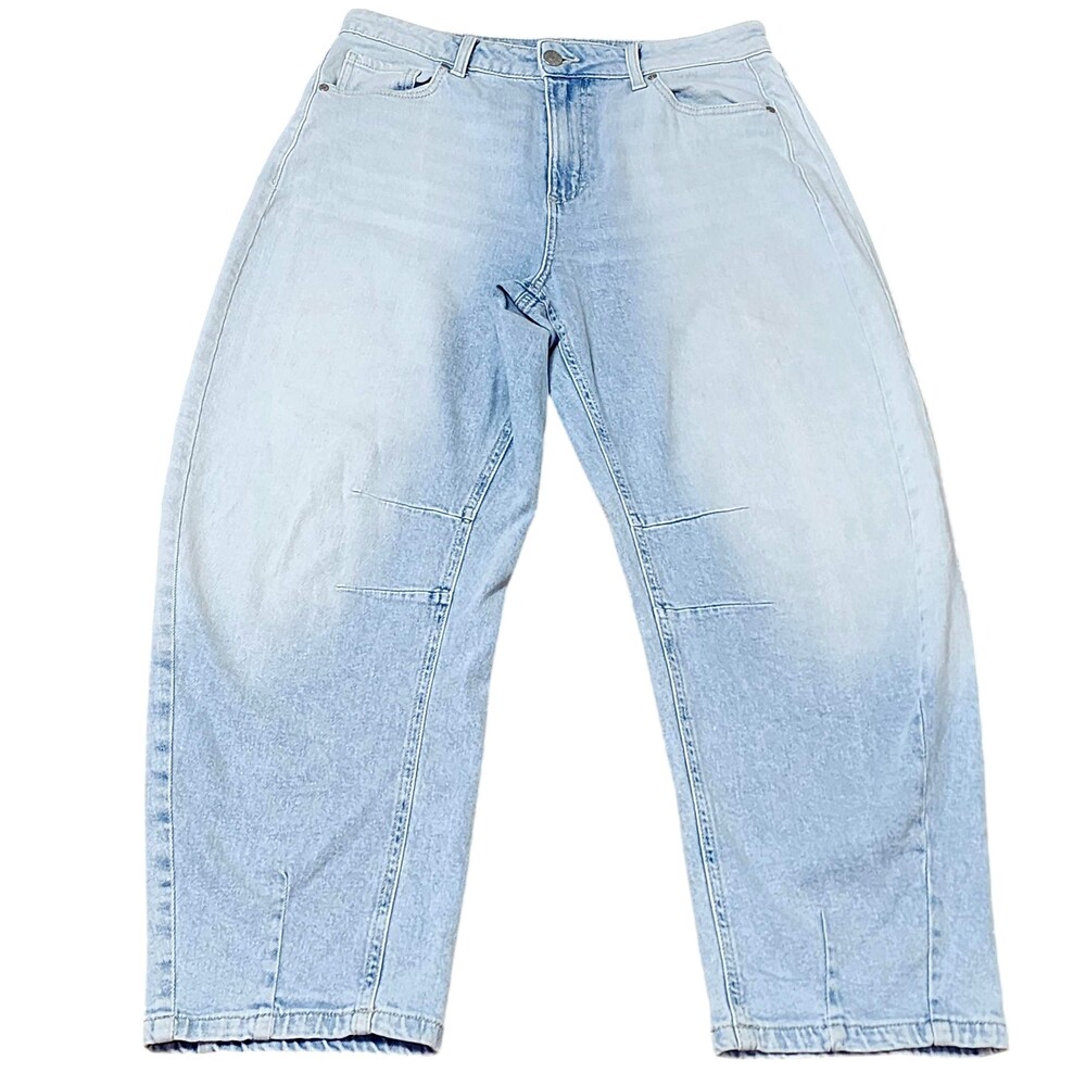 Celebrity Pink Jeans Juniors 11/30 Blue Hi Rise Barrel Tapered Light Wash Denim
